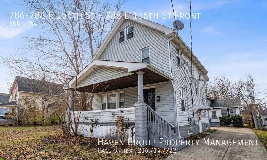 788 E 156th St | Front, Cleveland - Spacious 3-bed 1-bath multi-family home! property image
